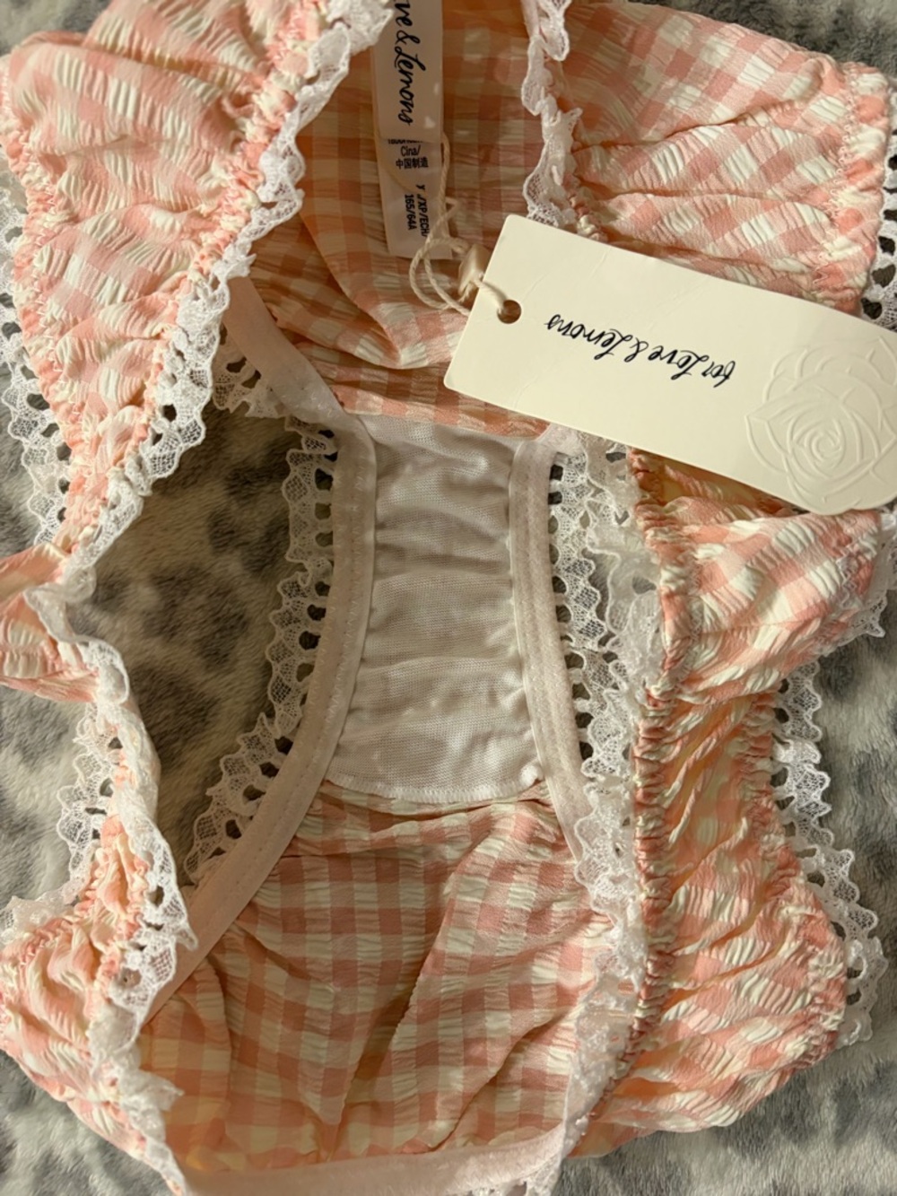 For Love & Lemons Petal Pink Gingham Cheeky Panty XS NWT - Picture 6 of 13